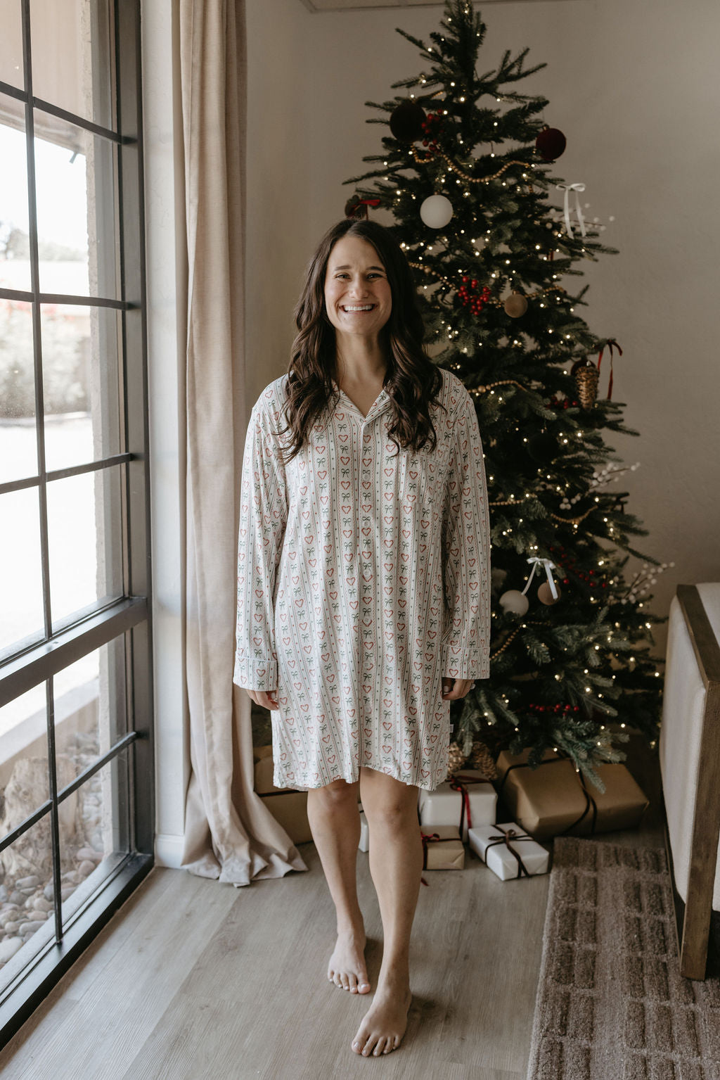 Women's Bamboo Christmas Cottage Sleeping Dress - Behold Baby
