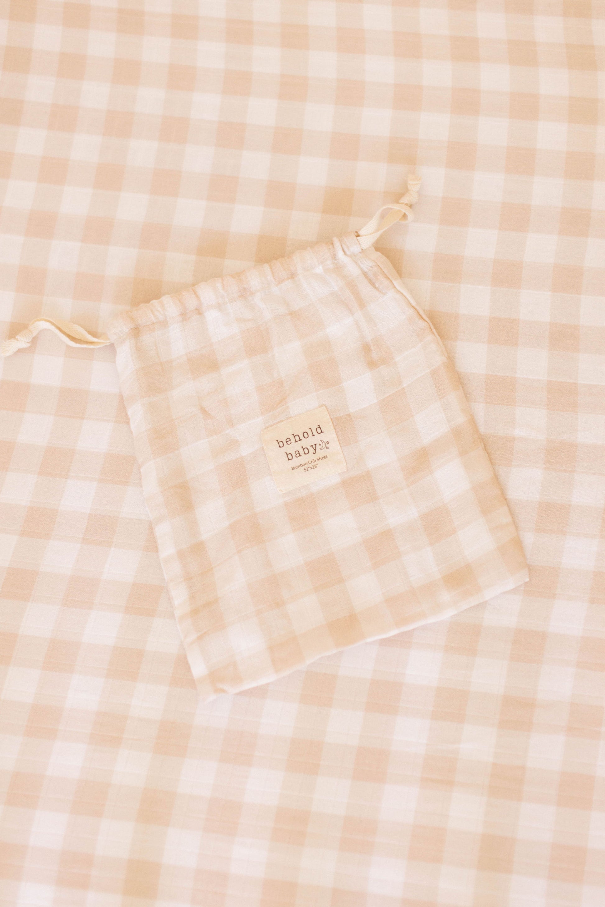 Honey Gingham Bamboo Crib Sheet - Behold Baby
