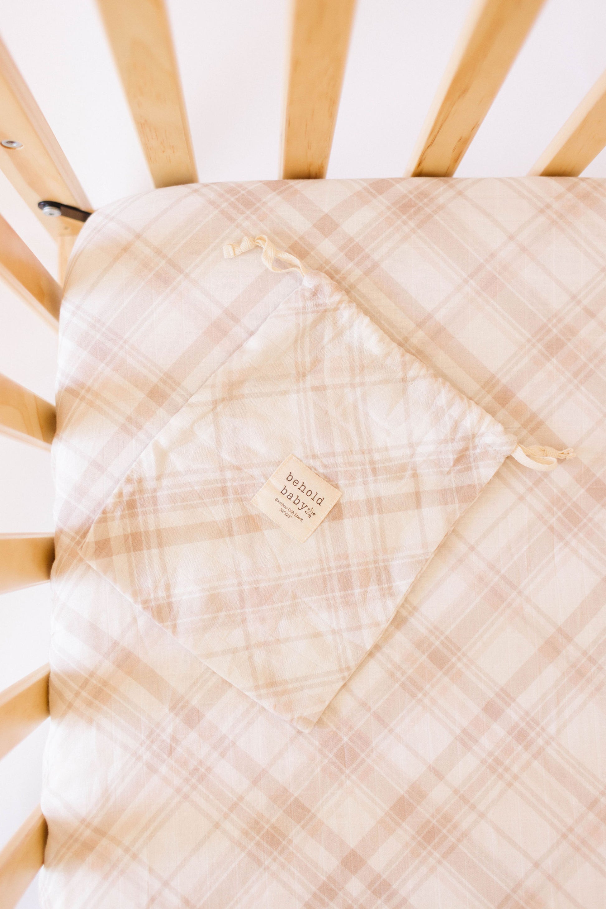 Neutral Plaid Crib Sheet - Behold Baby