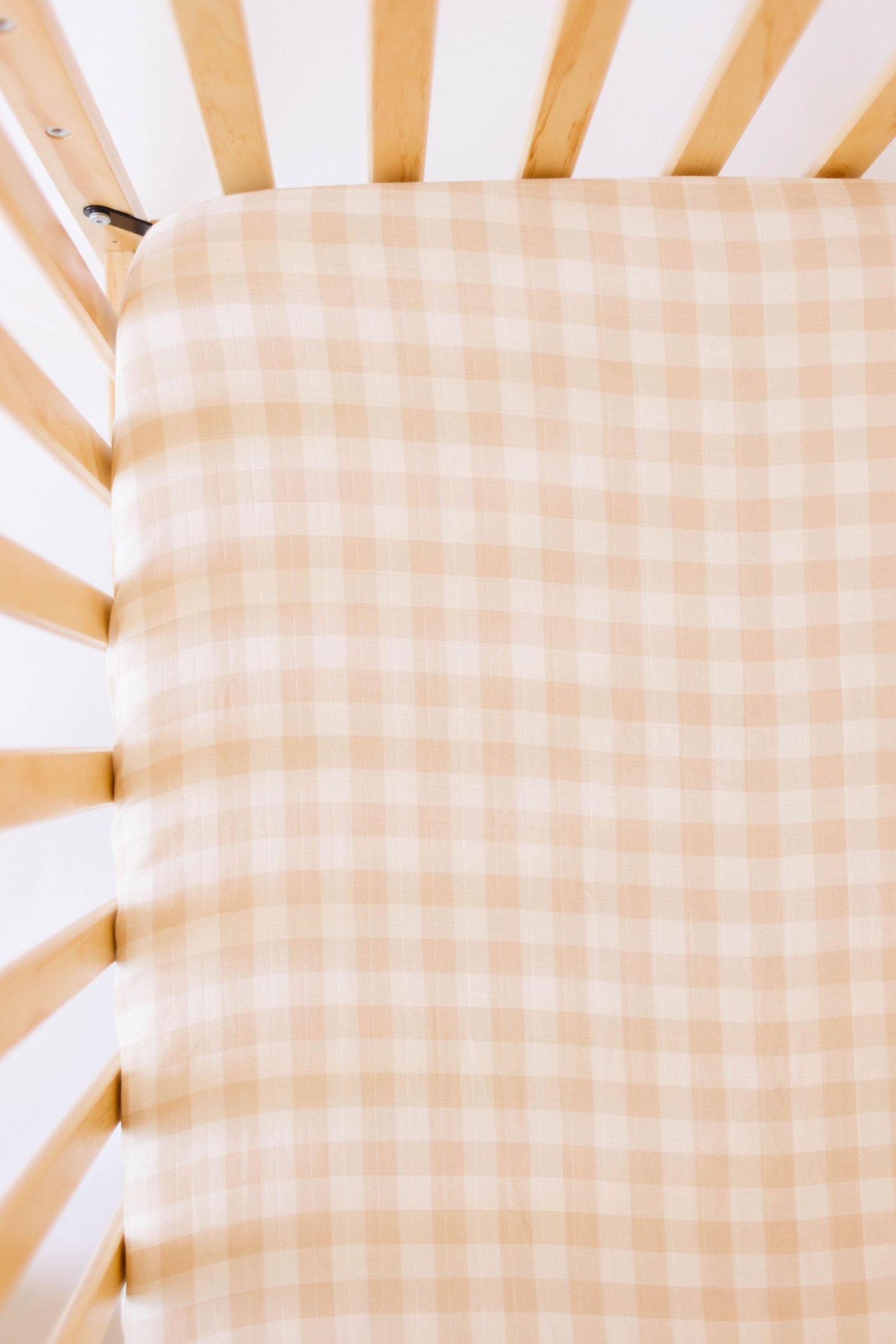 Honey Gingham Bamboo Crib Sheet - Behold Baby