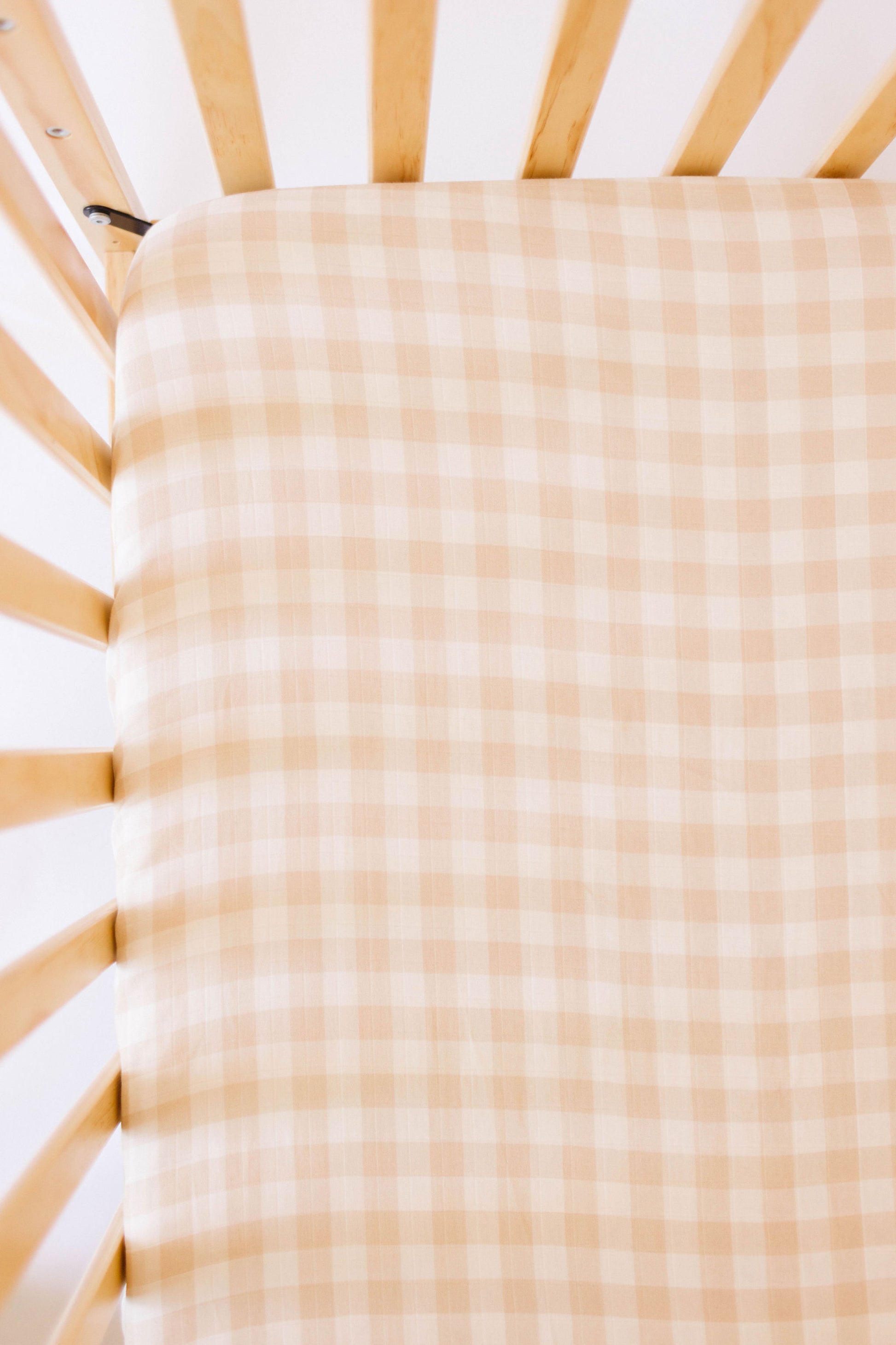 Honey Gingham Bamboo Crib Sheet - Behold Baby