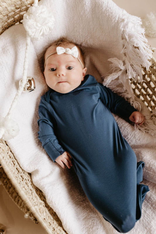 Blue Knotted Gown & Hat Set