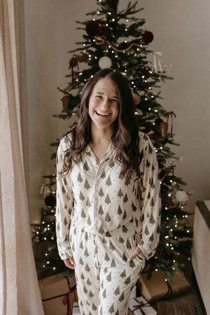 Women's Longsleeve Christmas Tree Lounge Set - Behold Baby