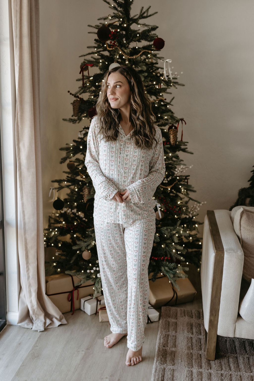 Women's Longsleeve Christmas Cottage Lounge Set - Behold Baby