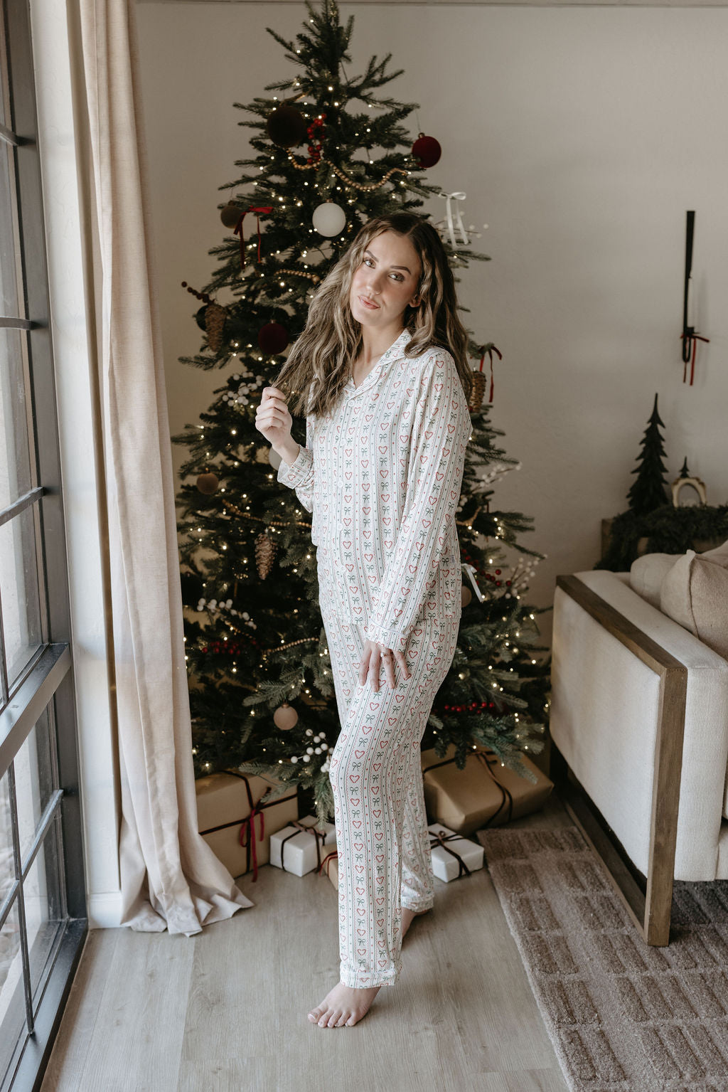 Women's Longsleeve Christmas Cottage Lounge Set - Behold Baby