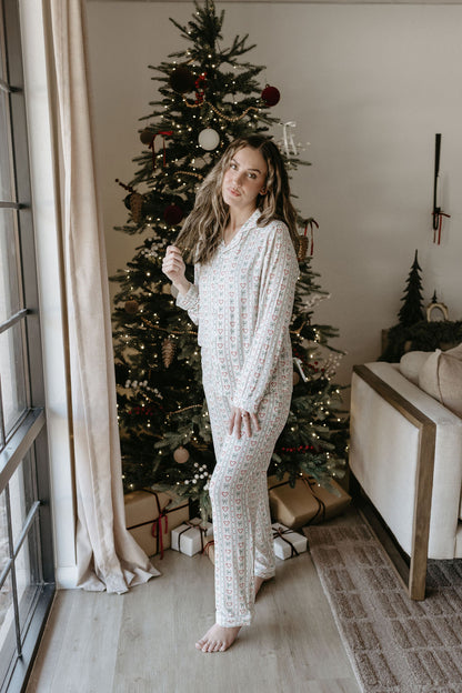 Women's Longsleeve Christmas Cottage Lounge Set - Behold Baby