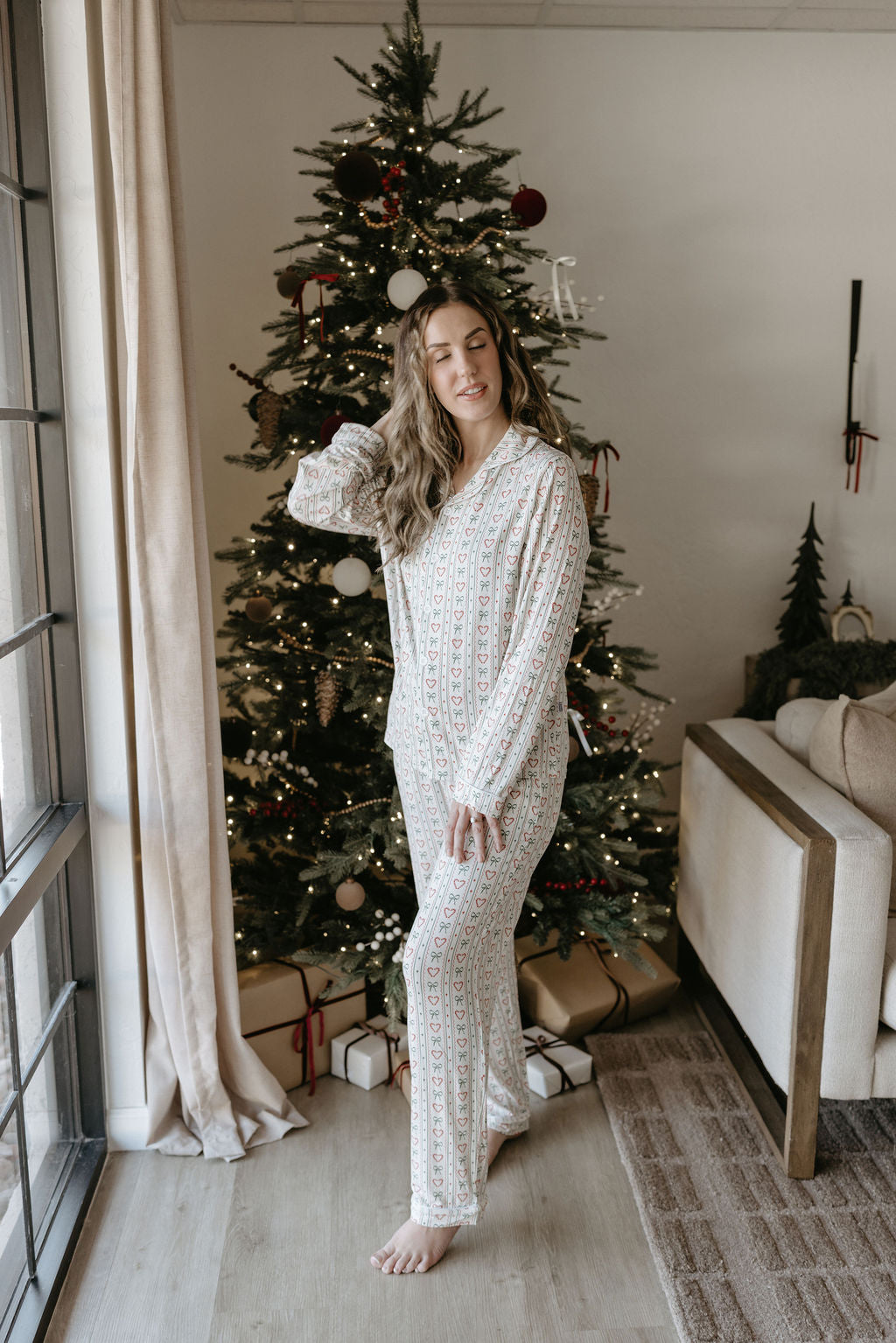 Women's Longsleeve Christmas Cottage Lounge Set - Behold Baby