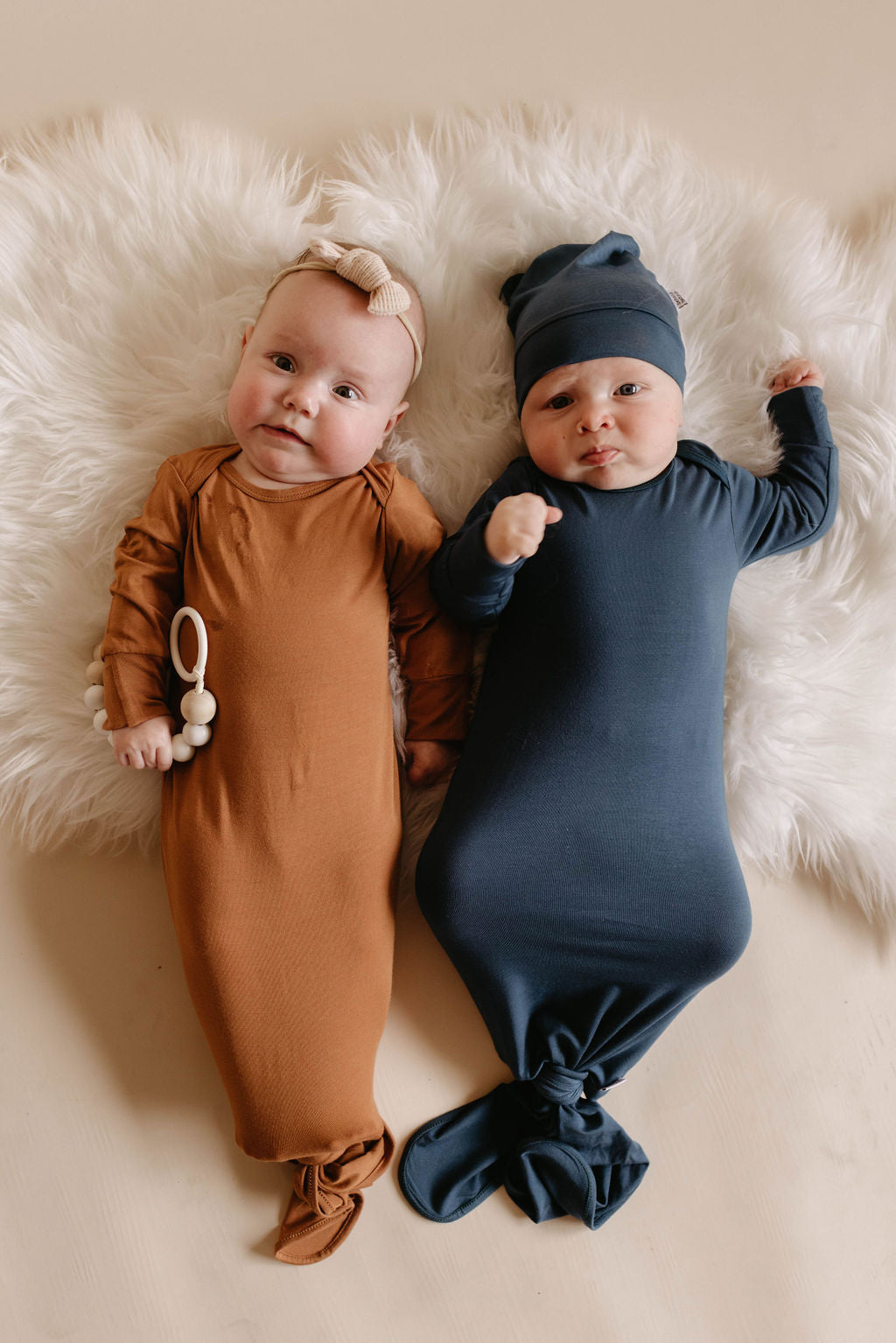 Blue Knotted Gown & Hat Set
