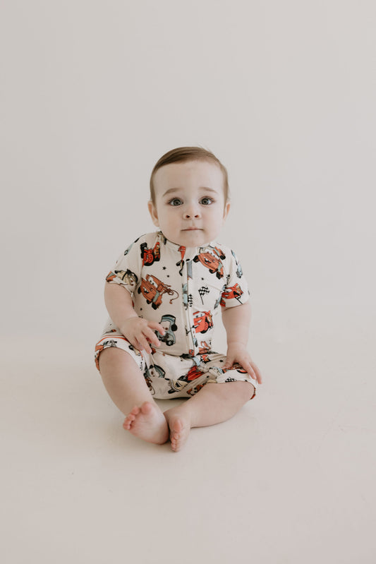 Pit Stop Shortie Romper - Behold Baby