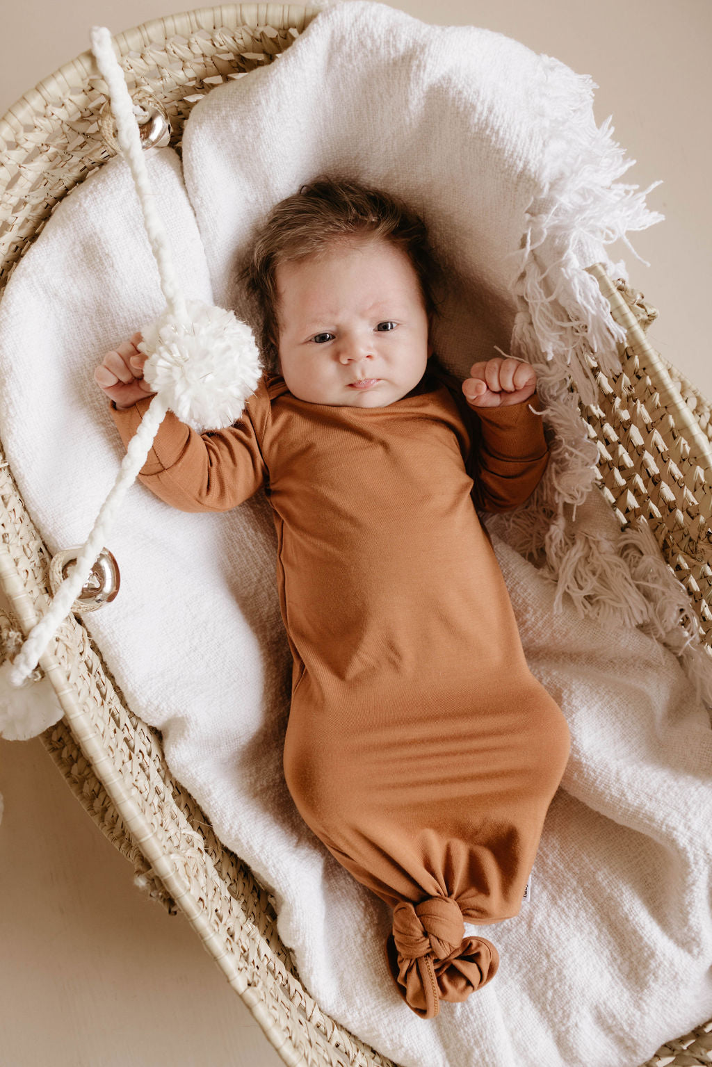 Terracotta Knotted Gown & Hat Set