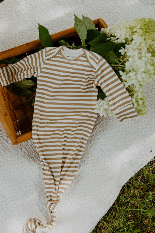 Camel Stripe Knotted Gown