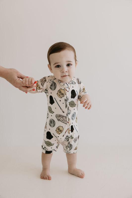 Into The Galaxy Shortie Romper - Behold Baby