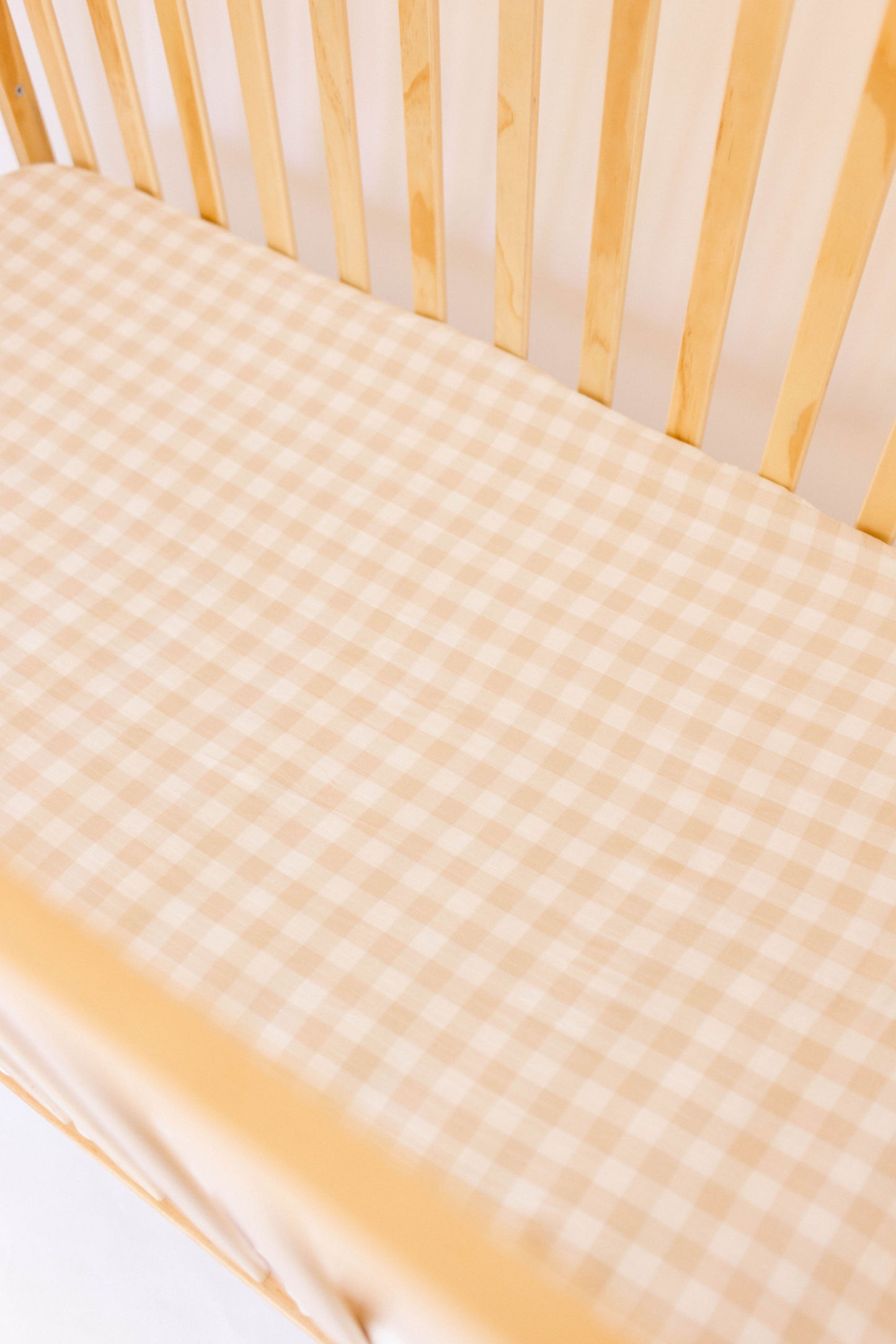 Honey Gingham Bamboo Crib Sheet - Behold Baby